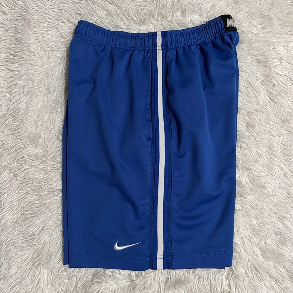 Nike Shorts Mens Medium Blue Basketball Swoosh Logo Side Stripes Y2K Athletic